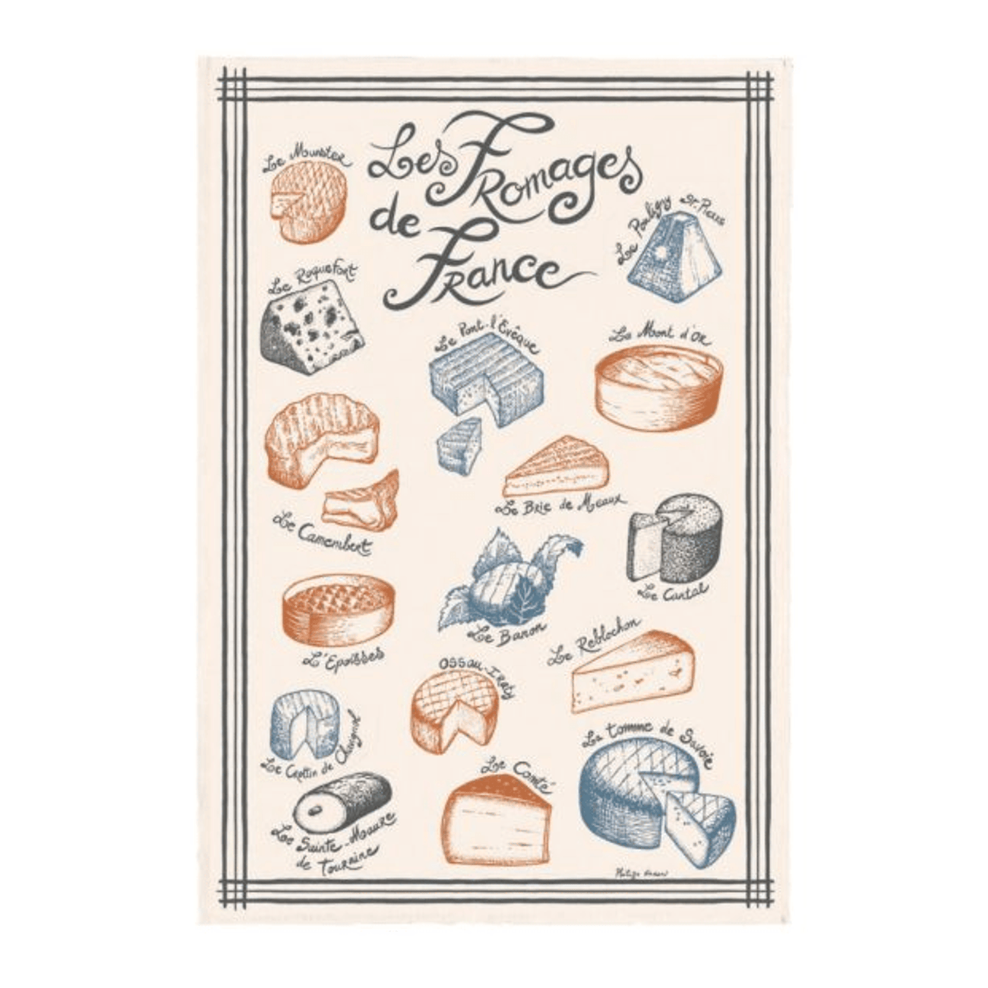 Torchons & Bouchons Les Fromages De France Tea Towel - Set of 2