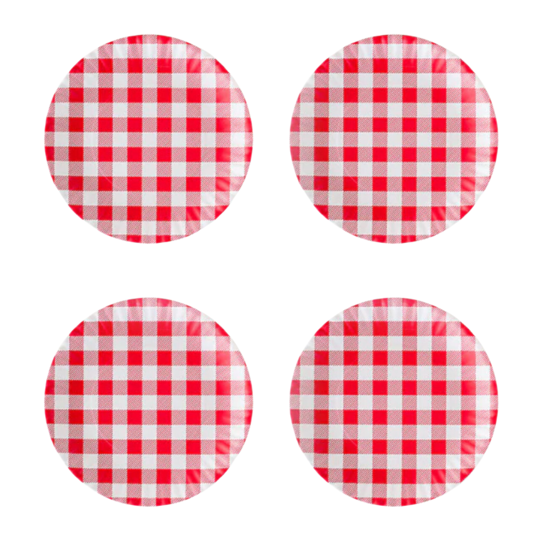 Red Gingham "Paper" Plate (Set of 4)
