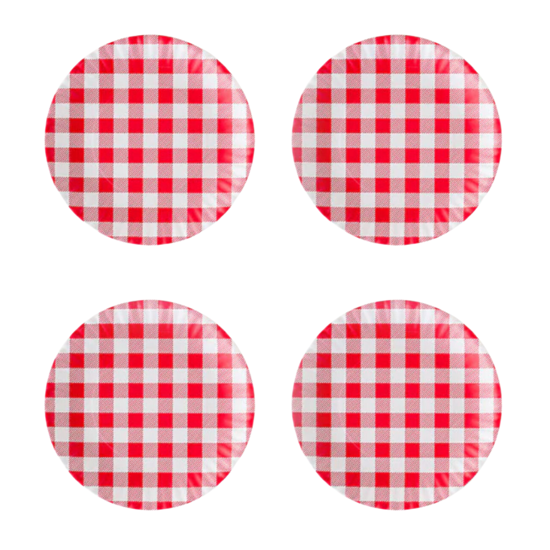 Red Gingham "Paper" Plate - Set of 4
