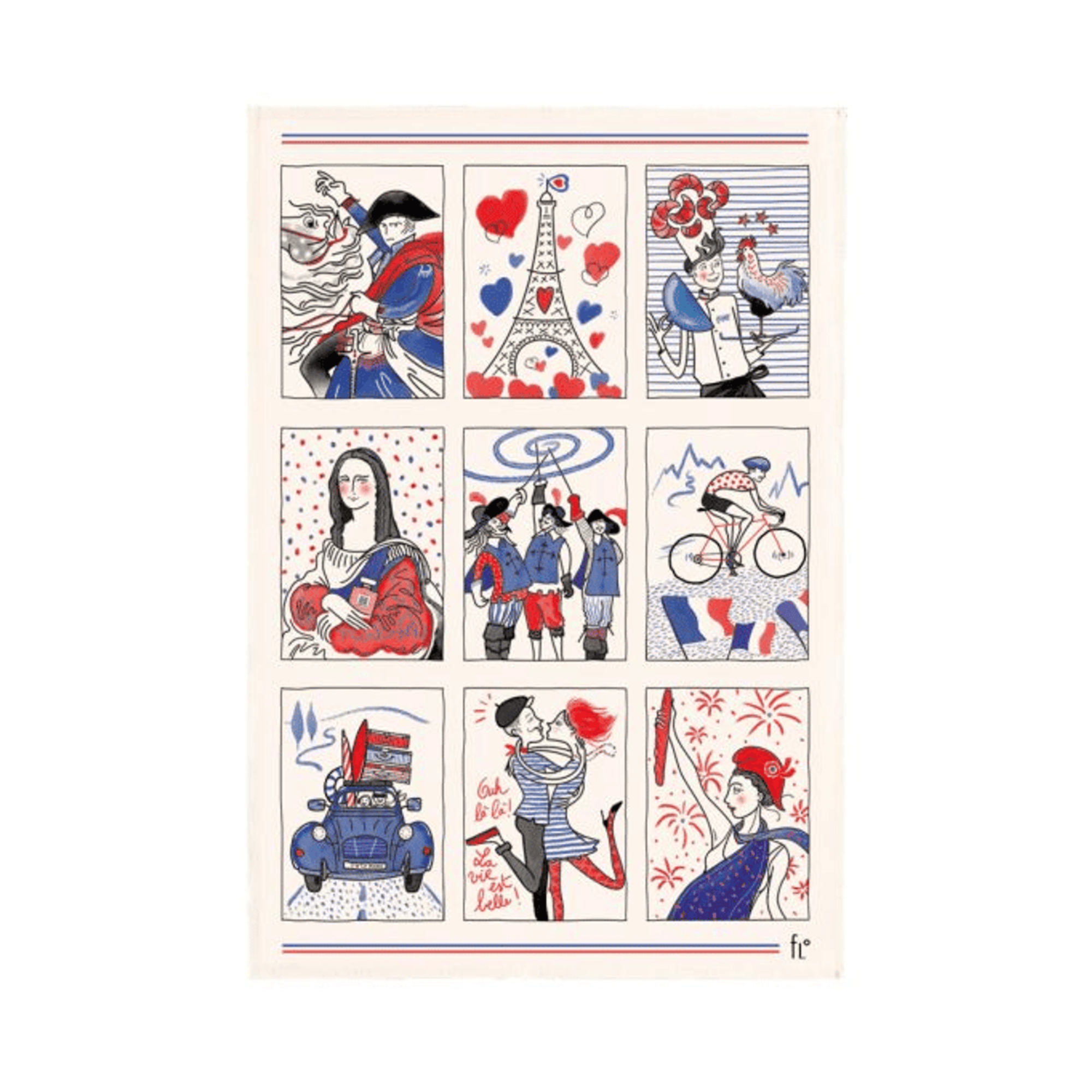 Torchons & Bouchons French Symbols Tea Towel - Set of 2