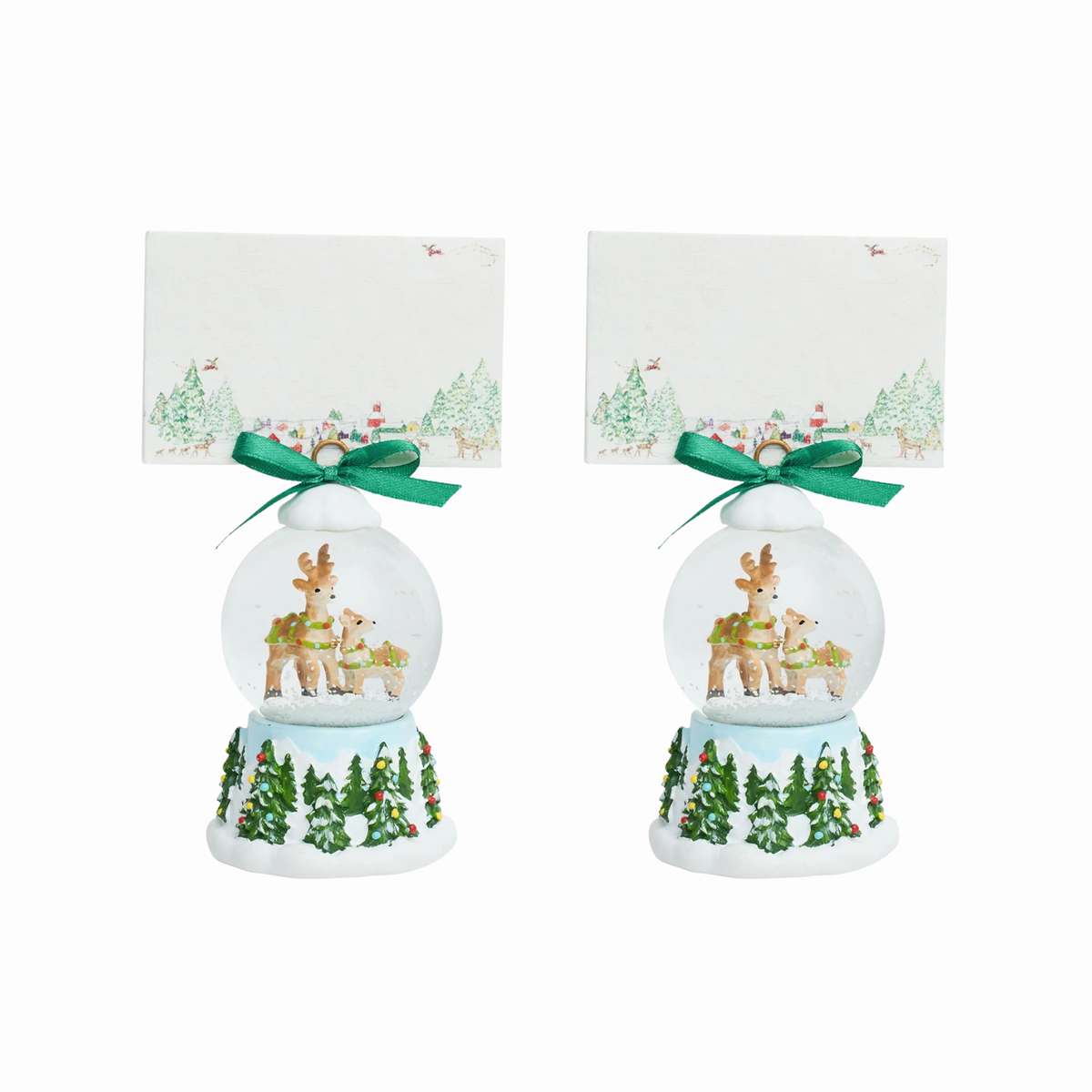 Berry & Thread North Pole Reindeer Snow Globe Place Card Holder - Set of 2