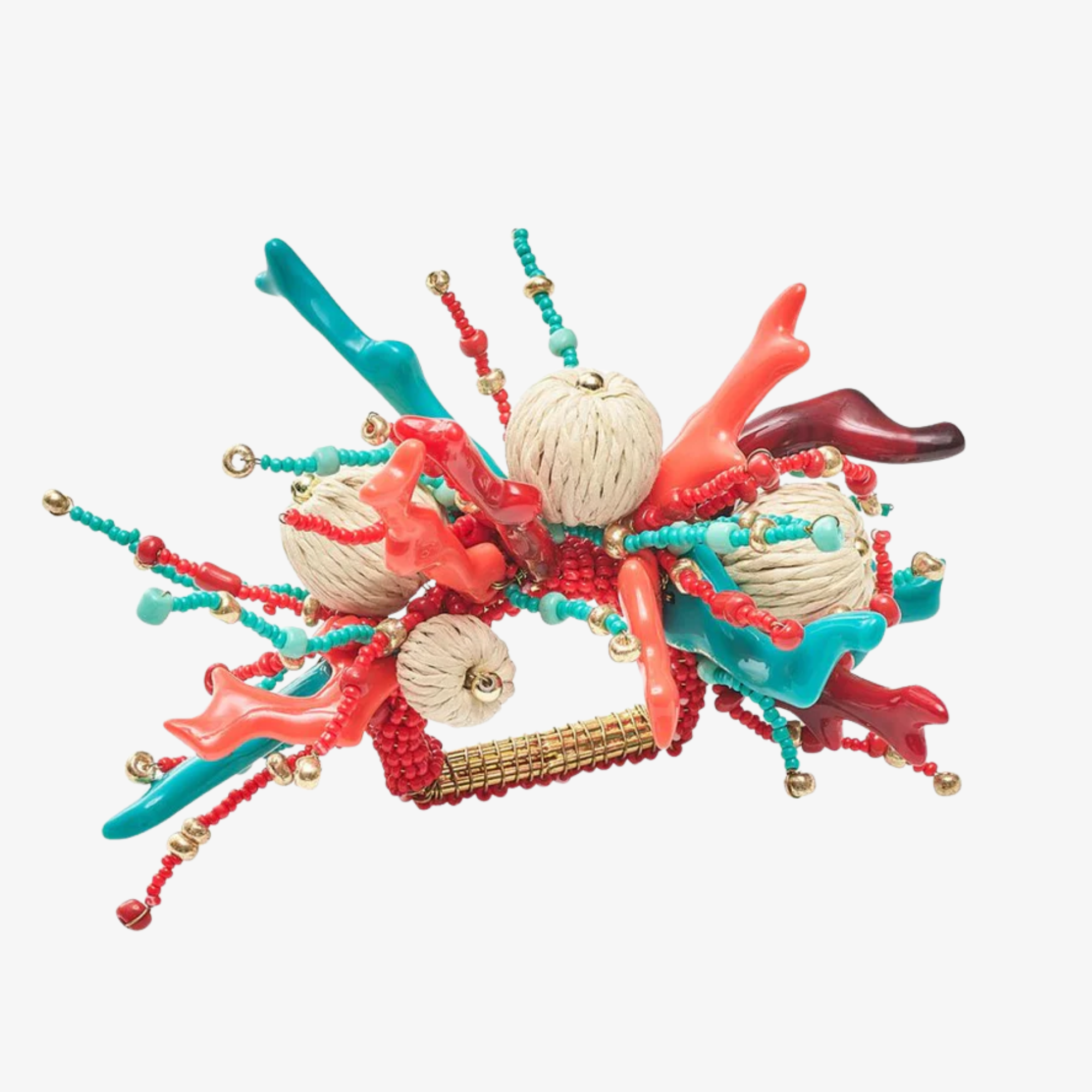 Coral Spray Napkin Rings - Set of 4