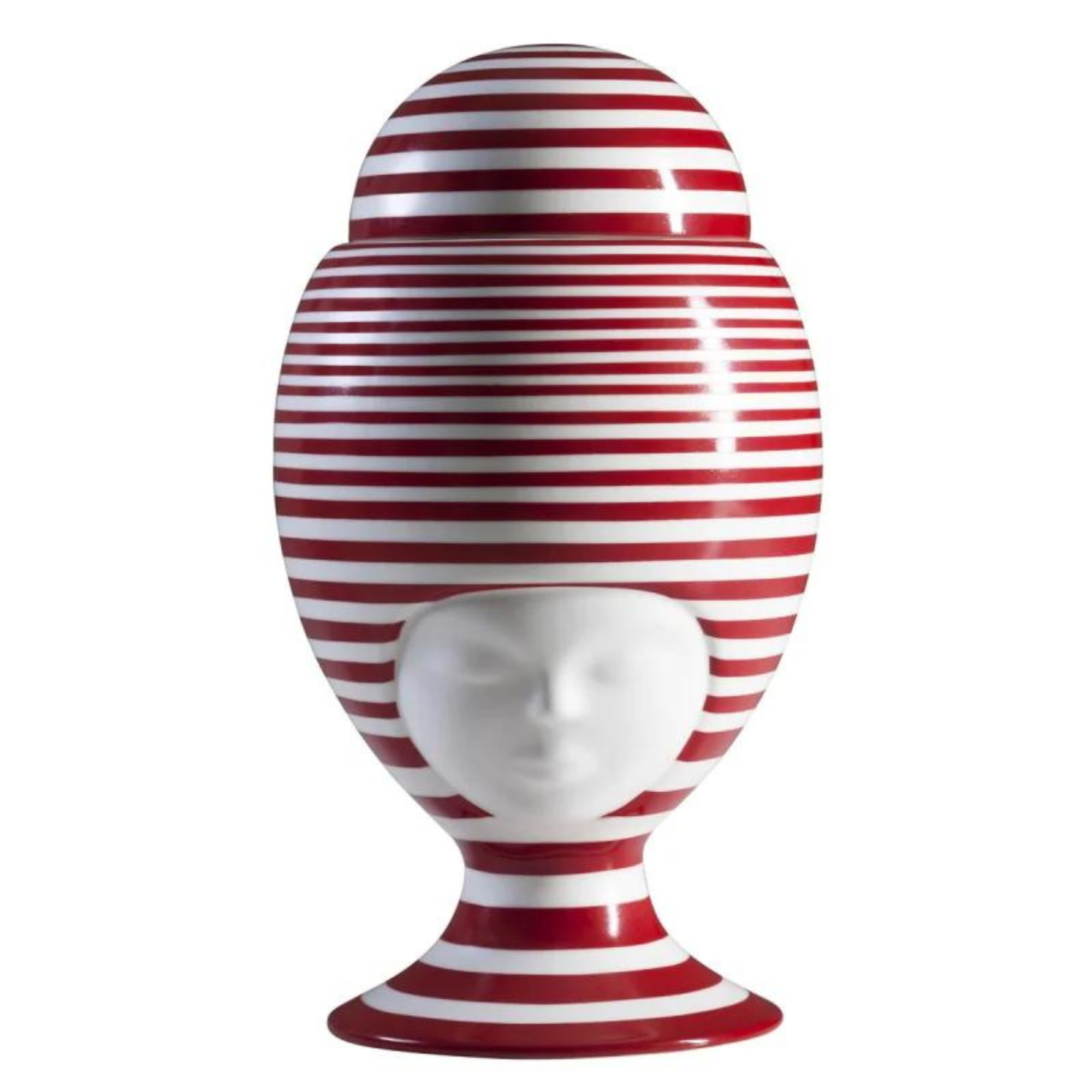 Sister Helen California Vase in Matte White with Red Stripes