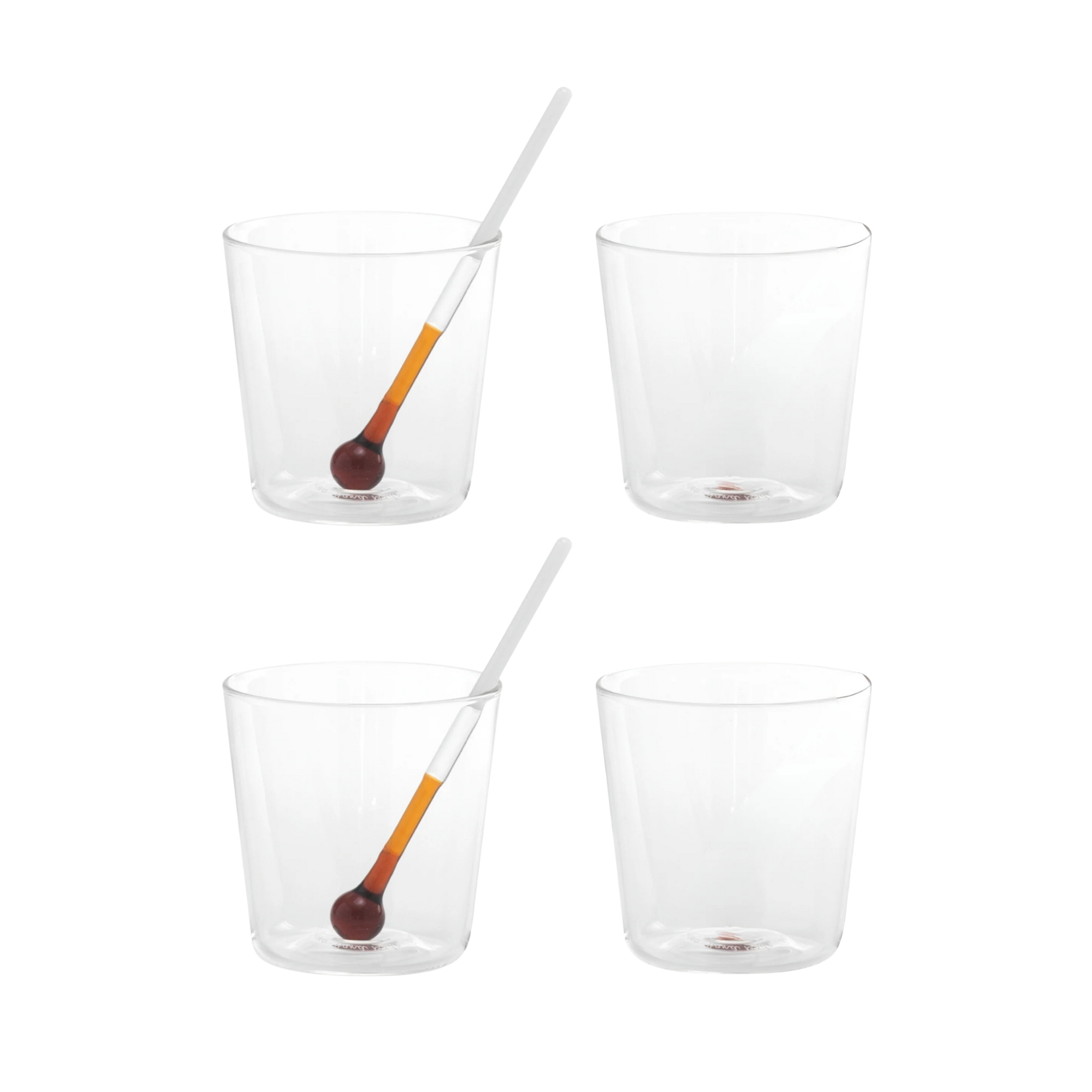Spritzometro Set of 4 Tumblers & 2 Color-Tipped Glass Stirrers
