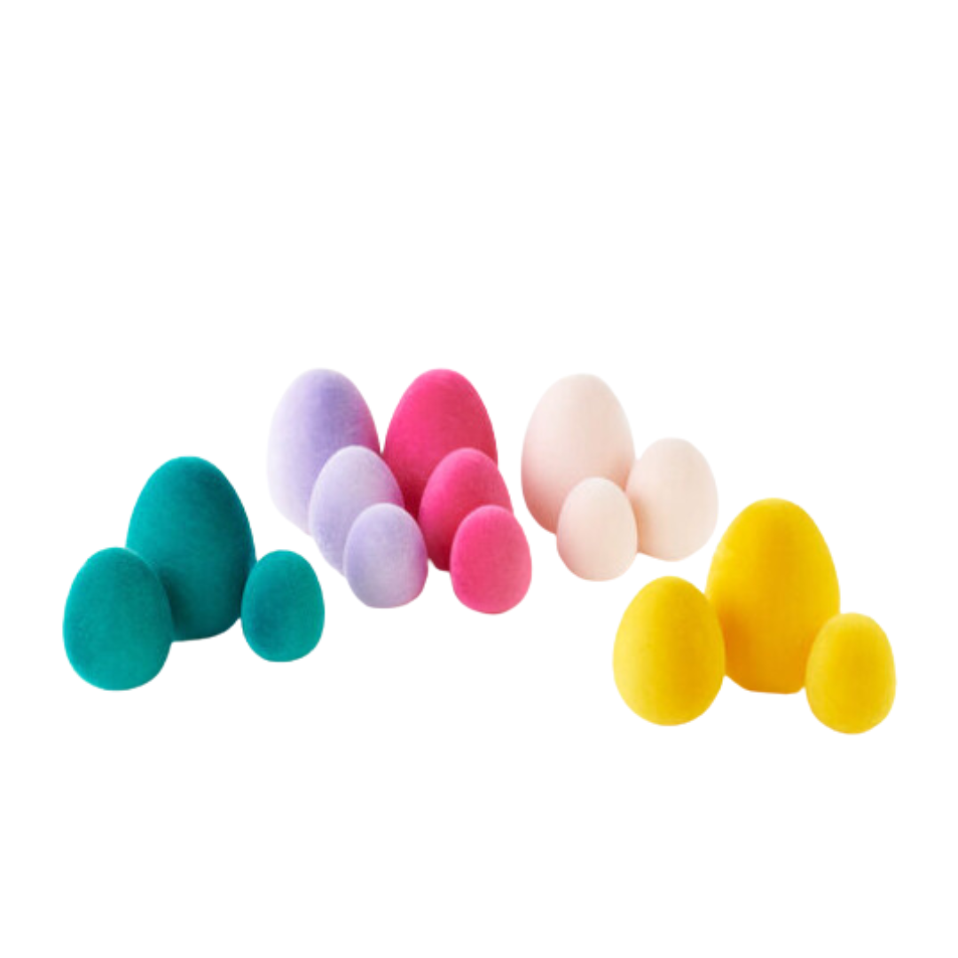 Flocked Eggs - Set of 3