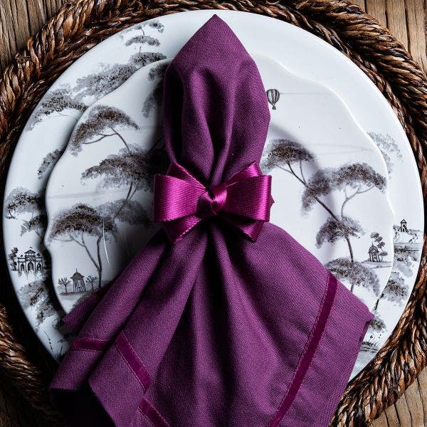 Plum Tuxedo Napkin Ring - Set of 4
