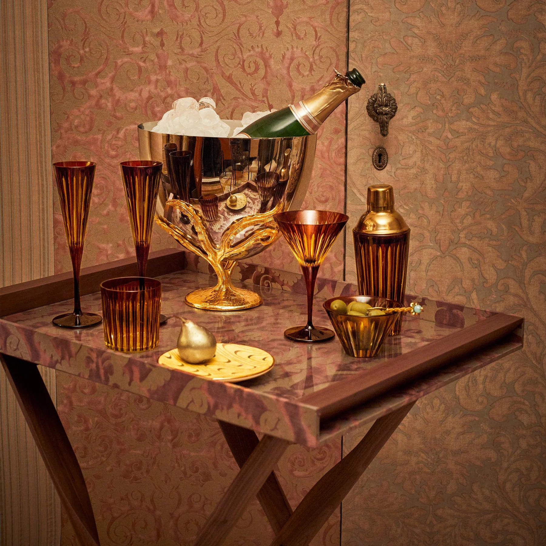 Prism Champagne Flutes Amber - Set of 4