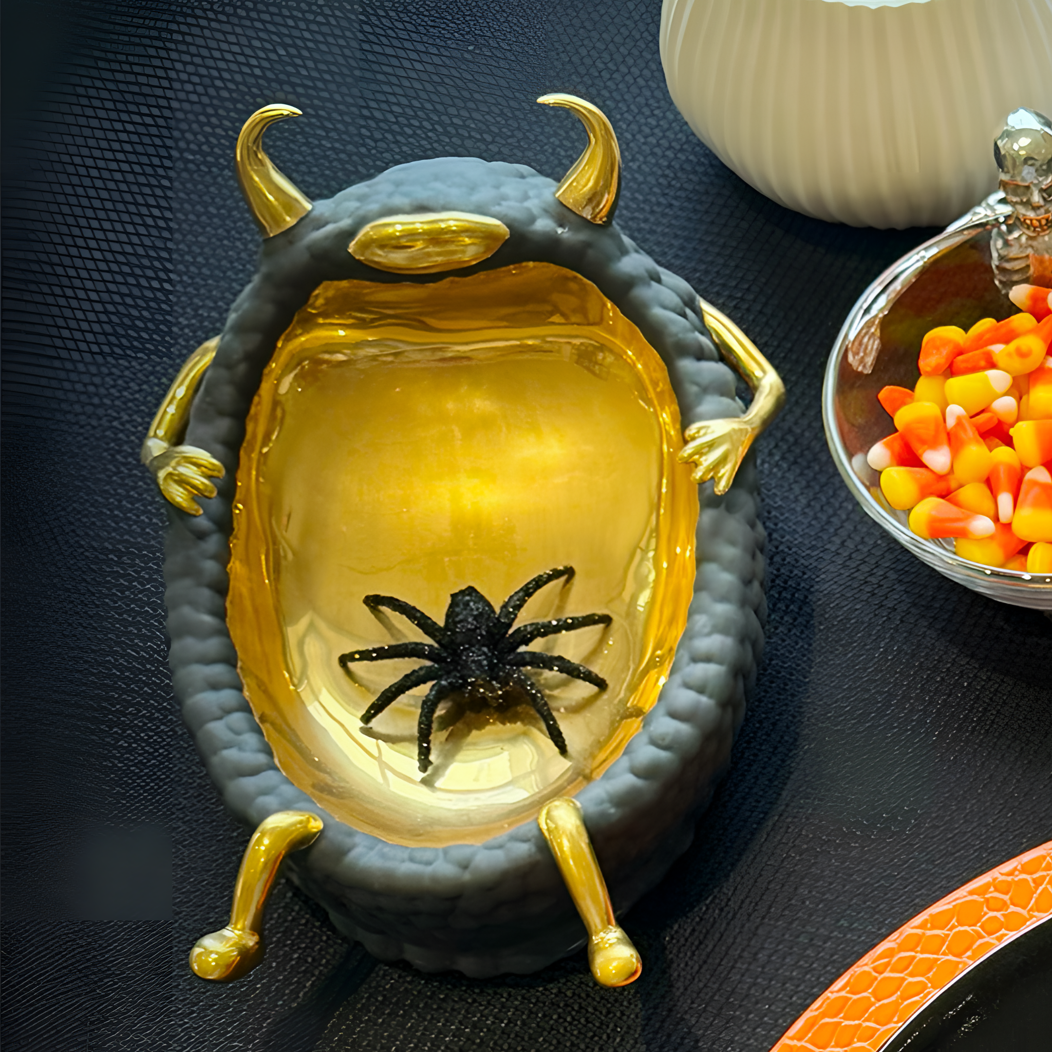 Haas Lazy Susan Catchall Tray - Black & Gold