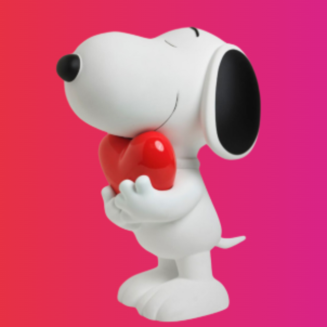 Original Snoopy Heart Sculpture with a Red Heart