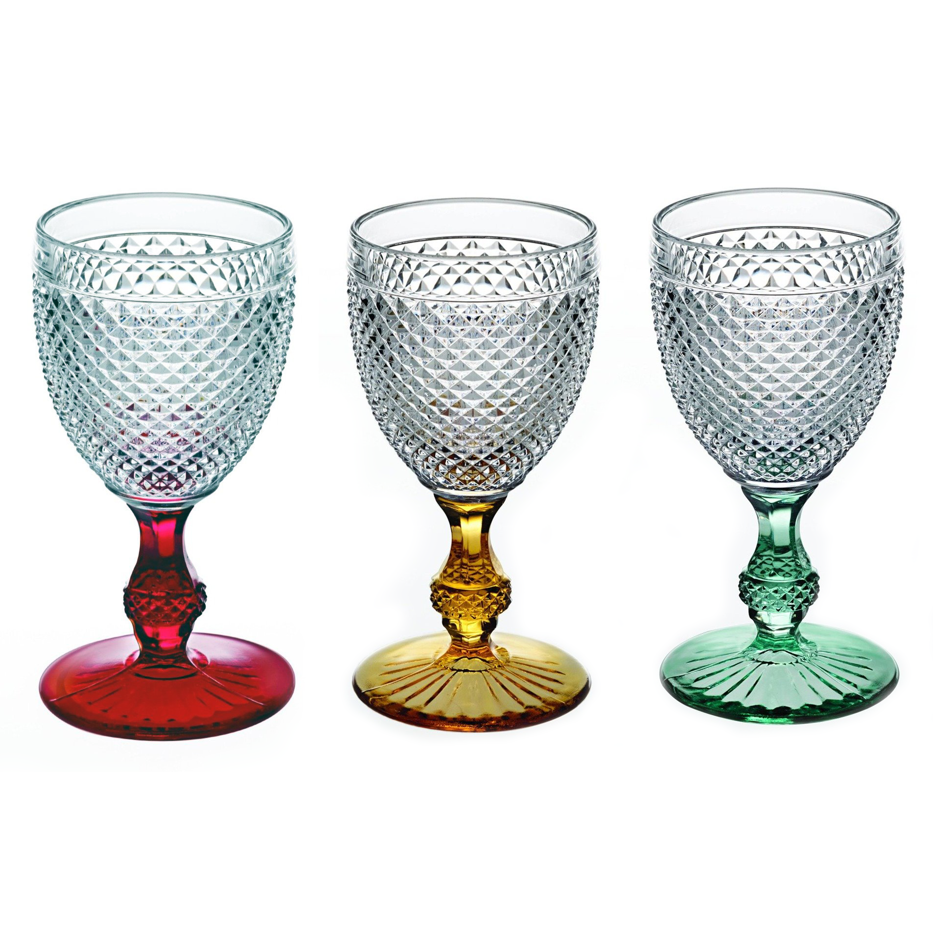Bicolor Goblet With Colored Stem - Set of 2
