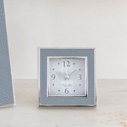 Grey Shagreen Square Silent Alarm Clock