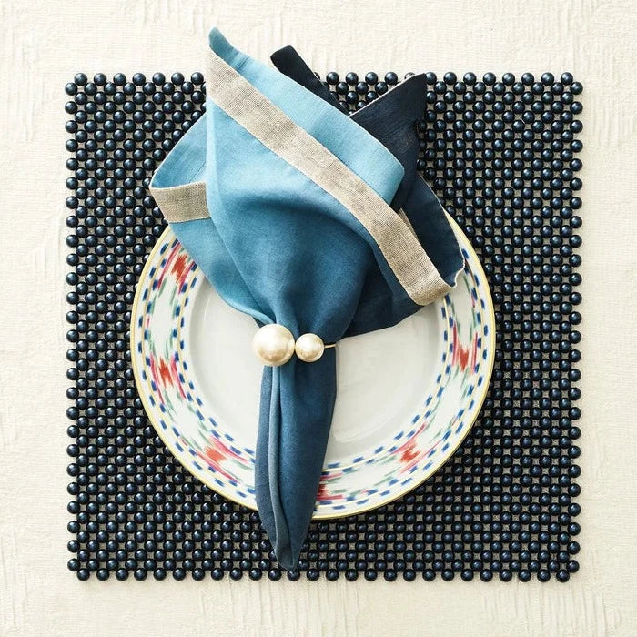 Pearl Napkin Ring in Ivory & Gold - Set of 4