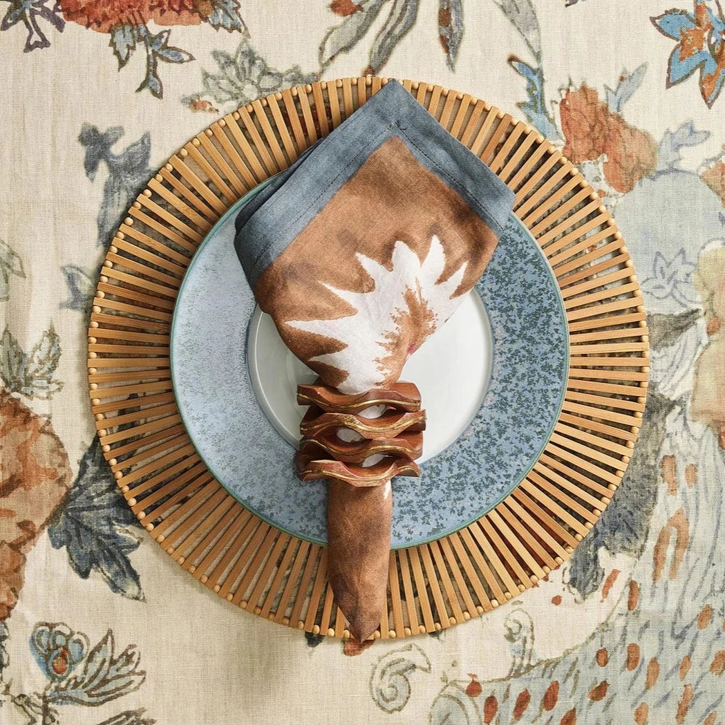 Pavilion Napkin Ring in Brown & Gold - Set of 4