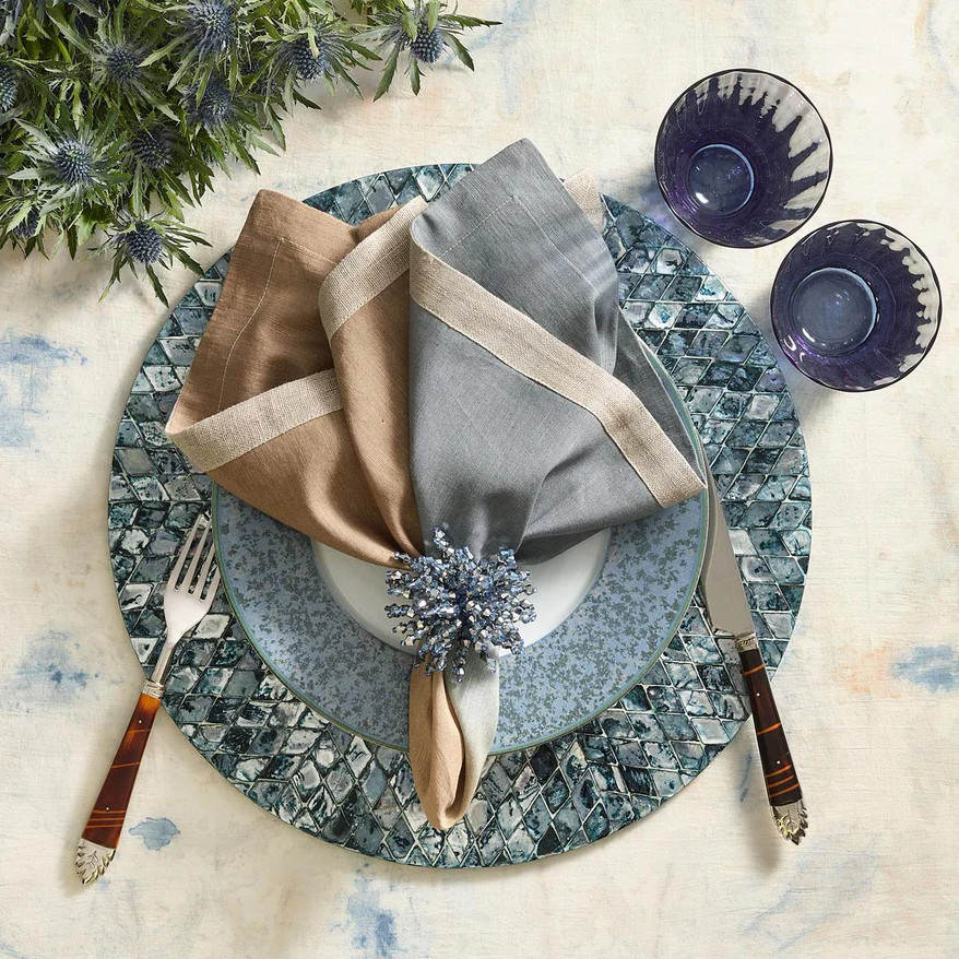 Dip Dye Napkin in Beige, Taupe & Gray - Set of 4