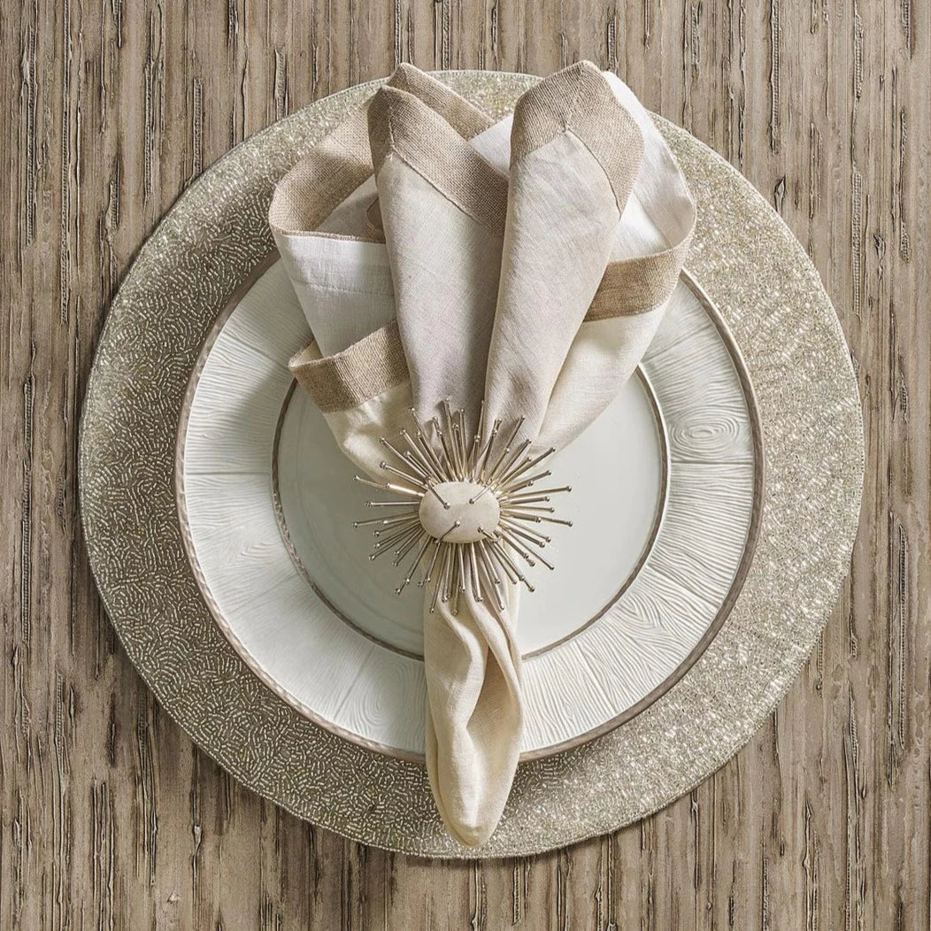 Flare Napkin Ring in Silver & Crystal - Set of 4