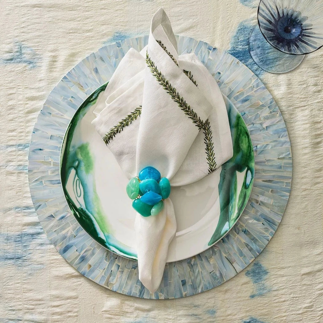 Sea Stone Napkin Ring in Seafoam - Set of 4