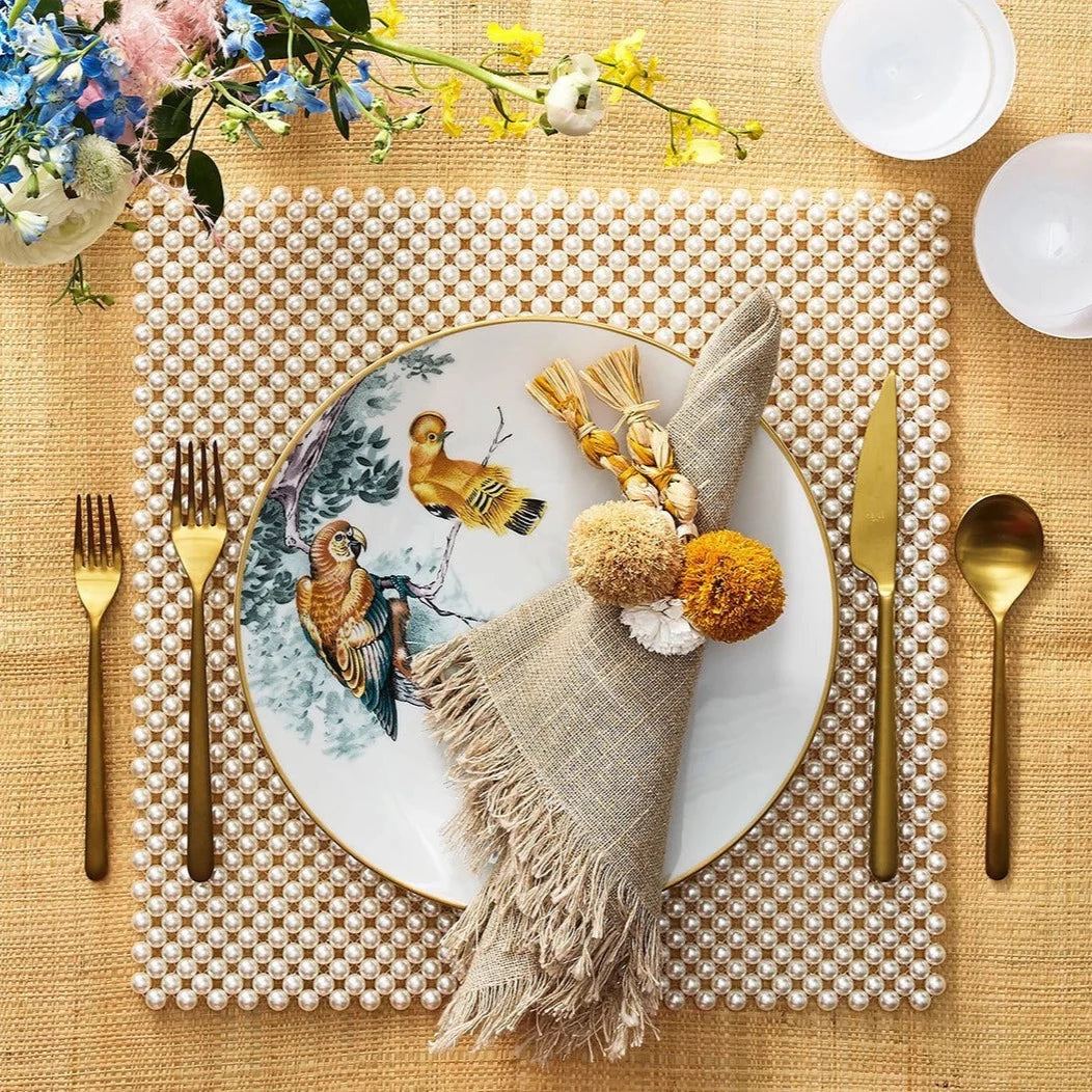 Fringe Napkin in Natural & Silver - Set of 4