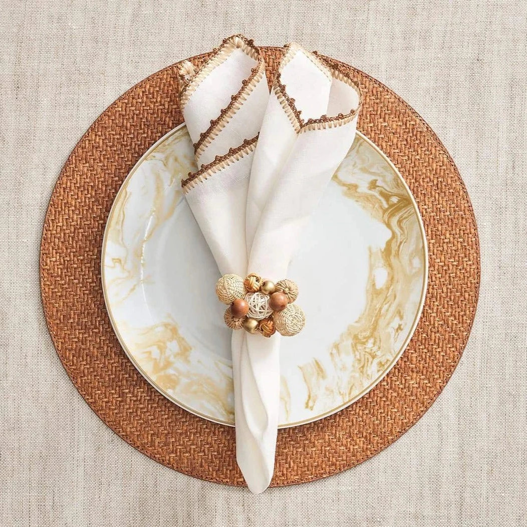 Java Napkin Ring in Natural & Brown - Set of 4