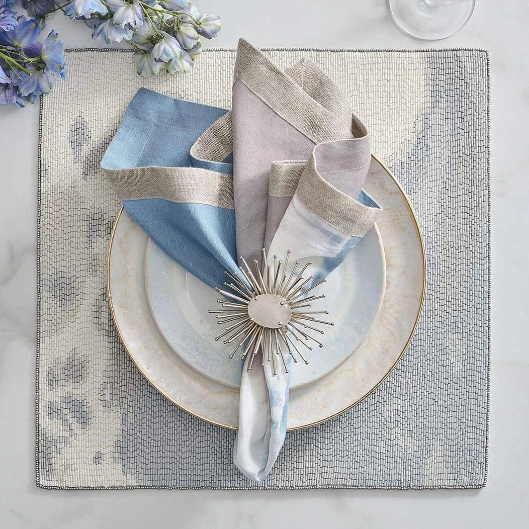 Flare Napkin Ring in Silver & Crystal - Set of 4