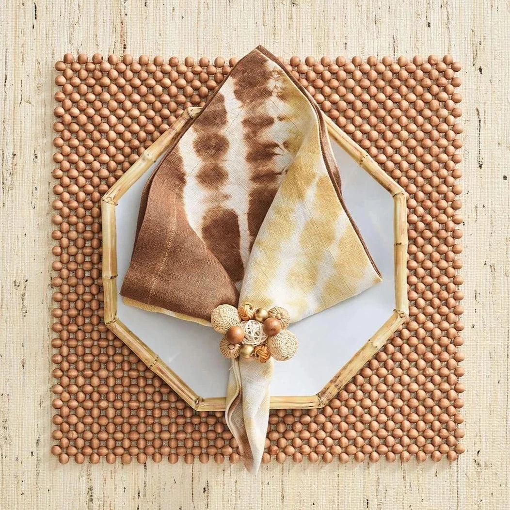 Java Napkin Ring in Natural & Brown - Set of 4