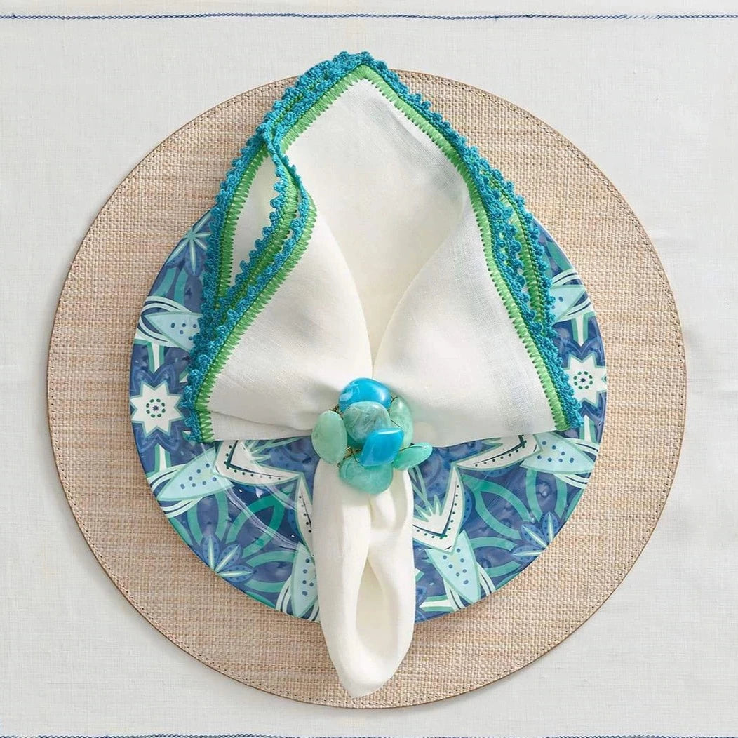 Sea Stone Napkin Ring in Seafoam - Set of 4