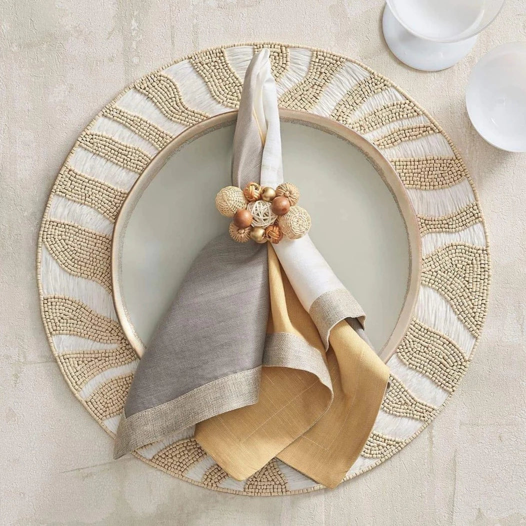 Java Napkin Ring in Natural & Brown - Set of 4