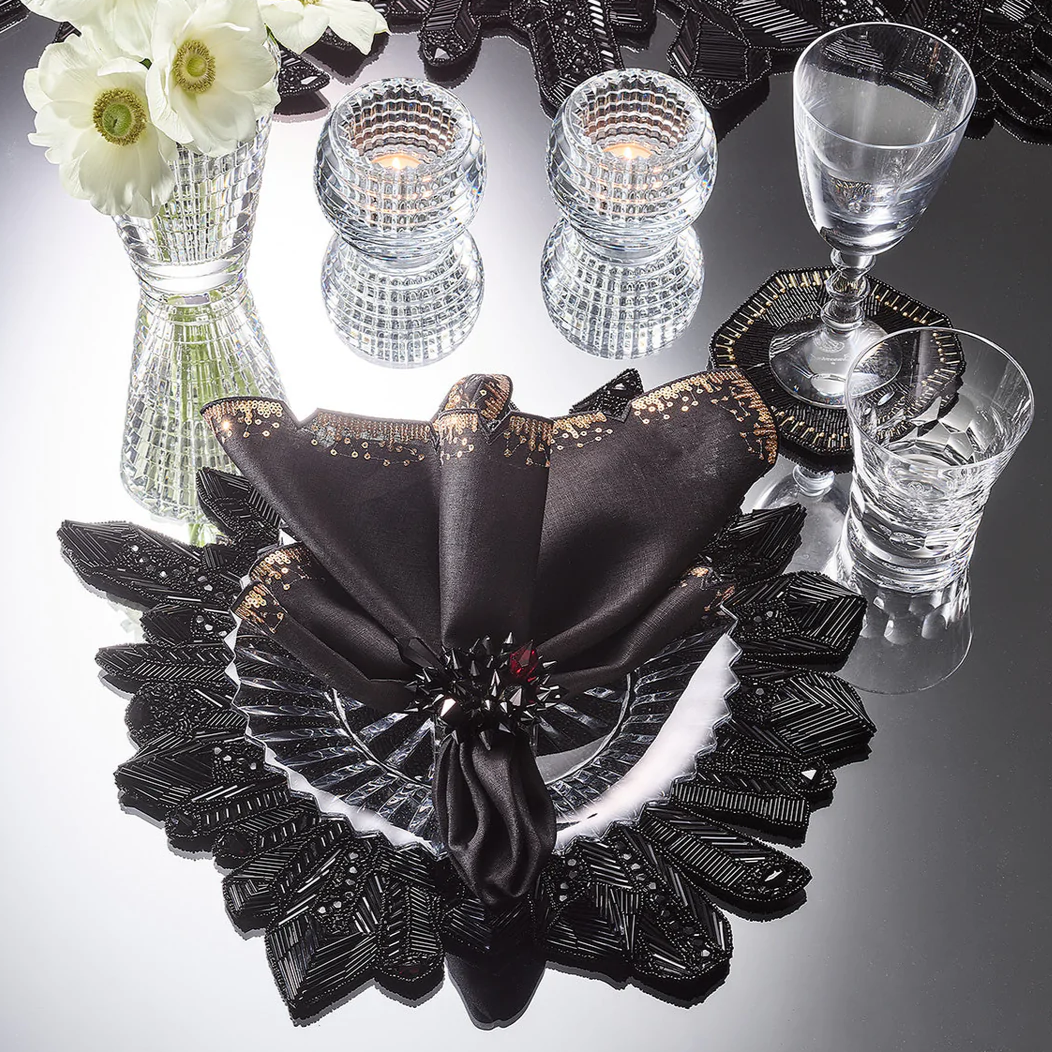 Louxor Napkin in Black & Gold - Set of 4