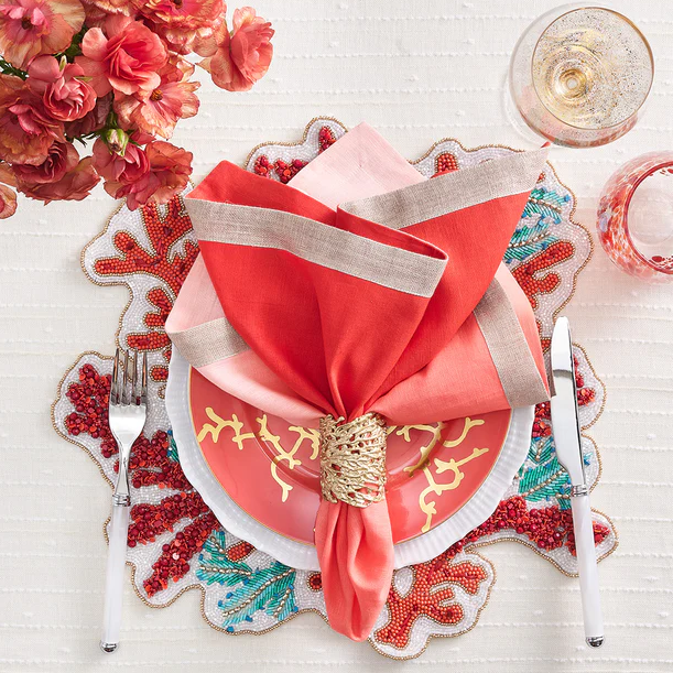 Dip Dye Napkin in Coral & Salmon - Set of 4