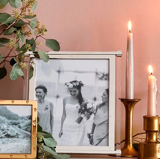 Acrylic & Silver Pillar Photo Frame, 5" x 7"