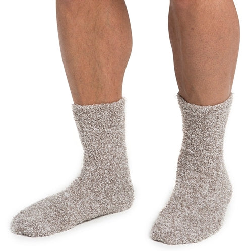 #color_Beach Rock/White | CozyChic Heathered Men's Socks