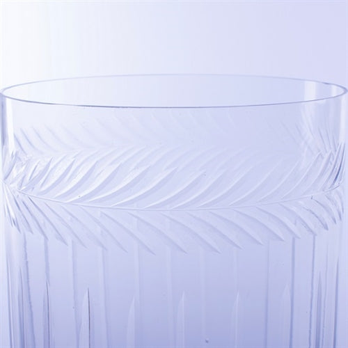 Glass Hand-Etched Short Vase/Candleholder Wide