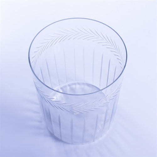 Glass Hand-Etched Short Vase/Candleholder Wide