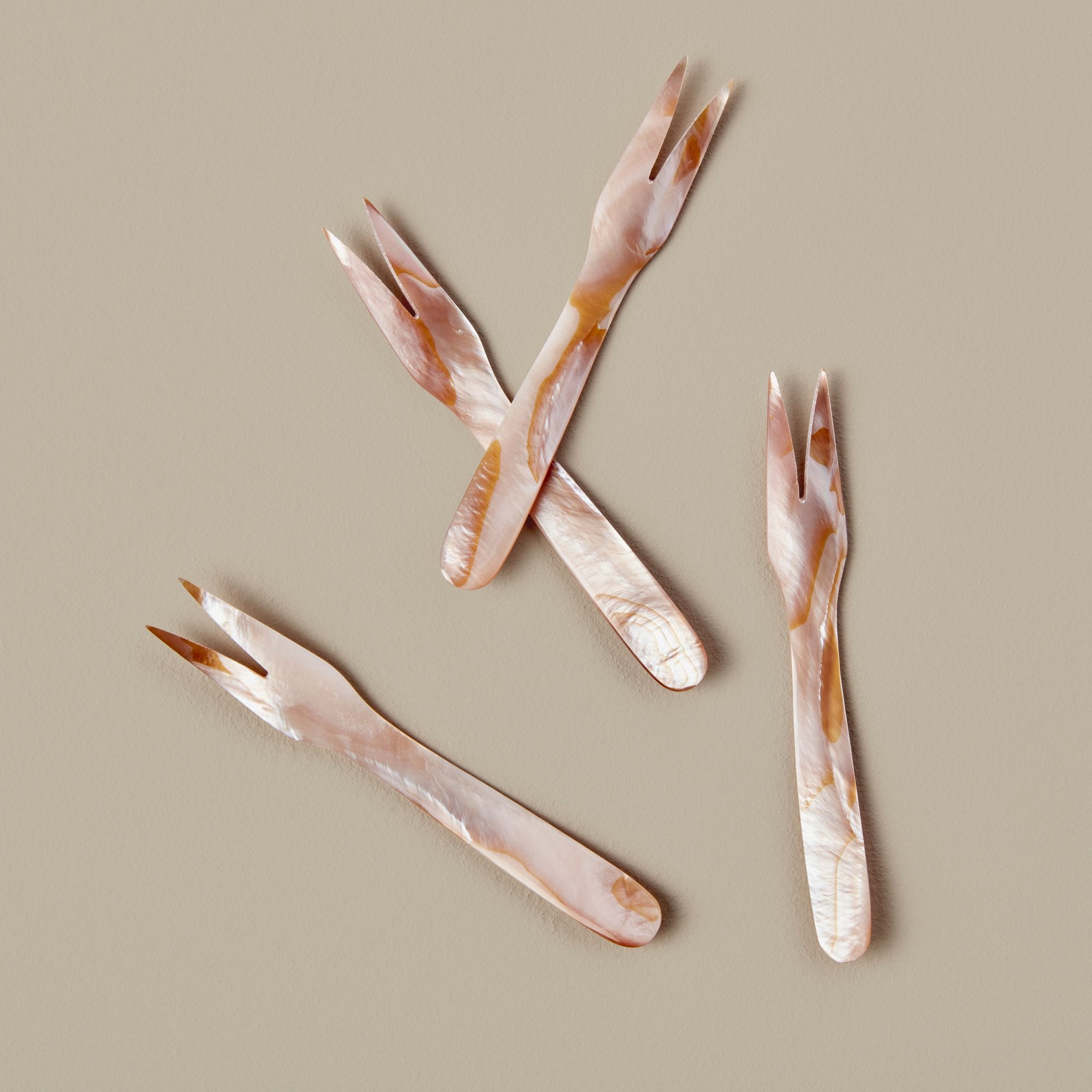 Pink & Brown Seashell Forks - Set of 4