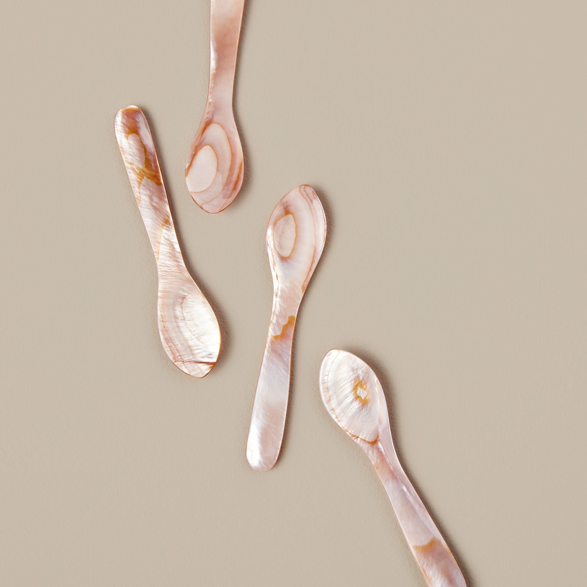 Pink & Brown Large Seashell Spoons - Set of 4