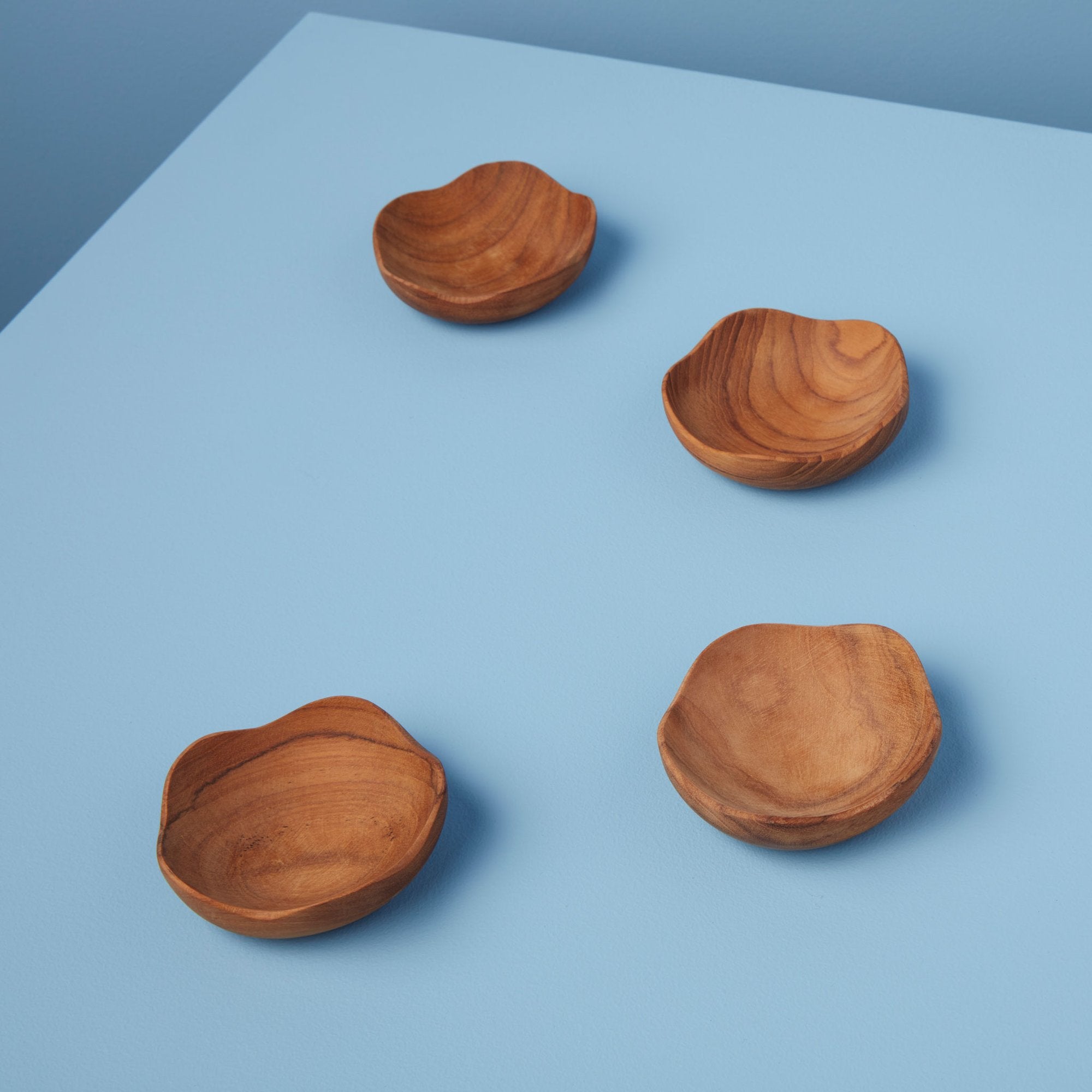 Teak Wavy Bowls - Set of 4