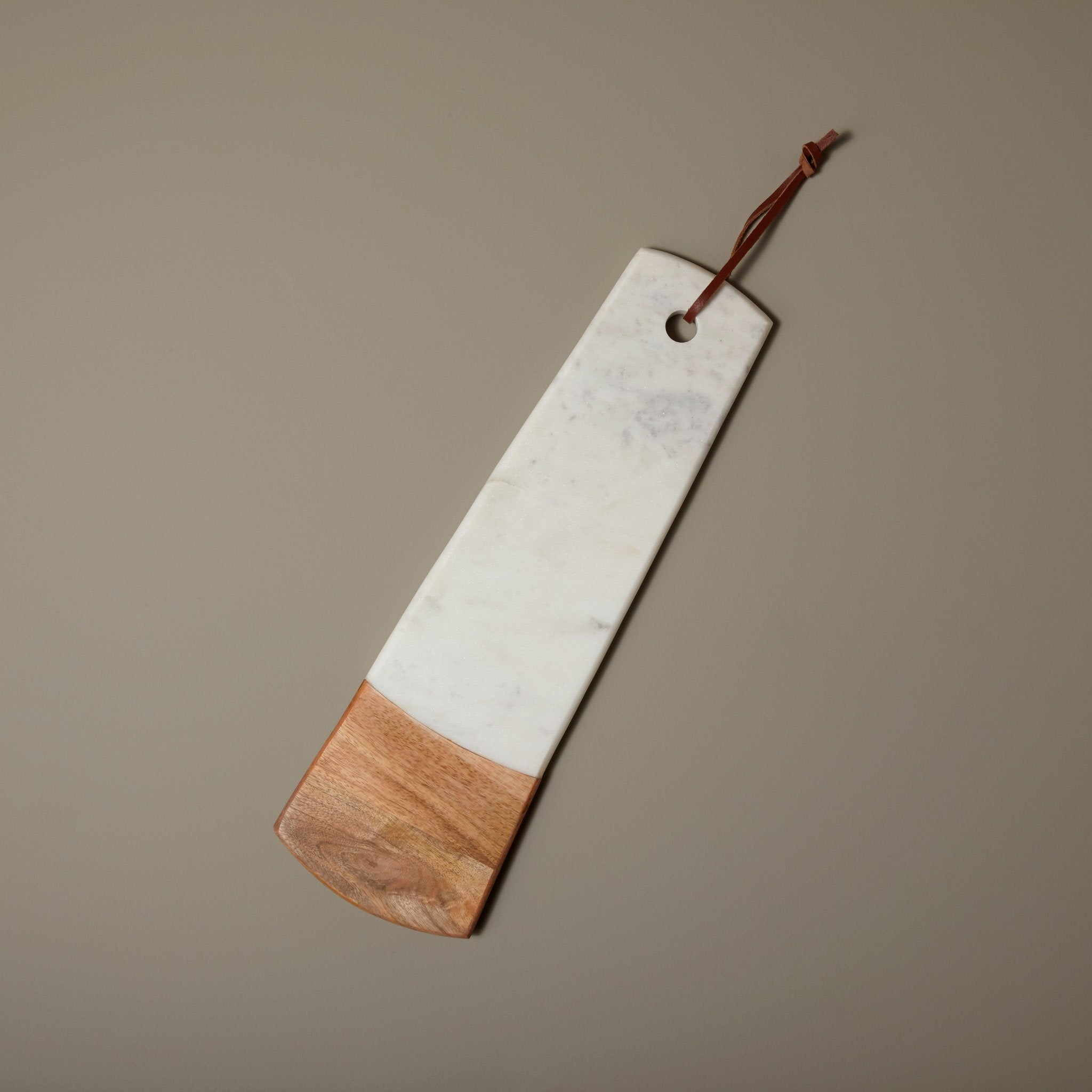 White Marble & Wood Long Rectangular Board