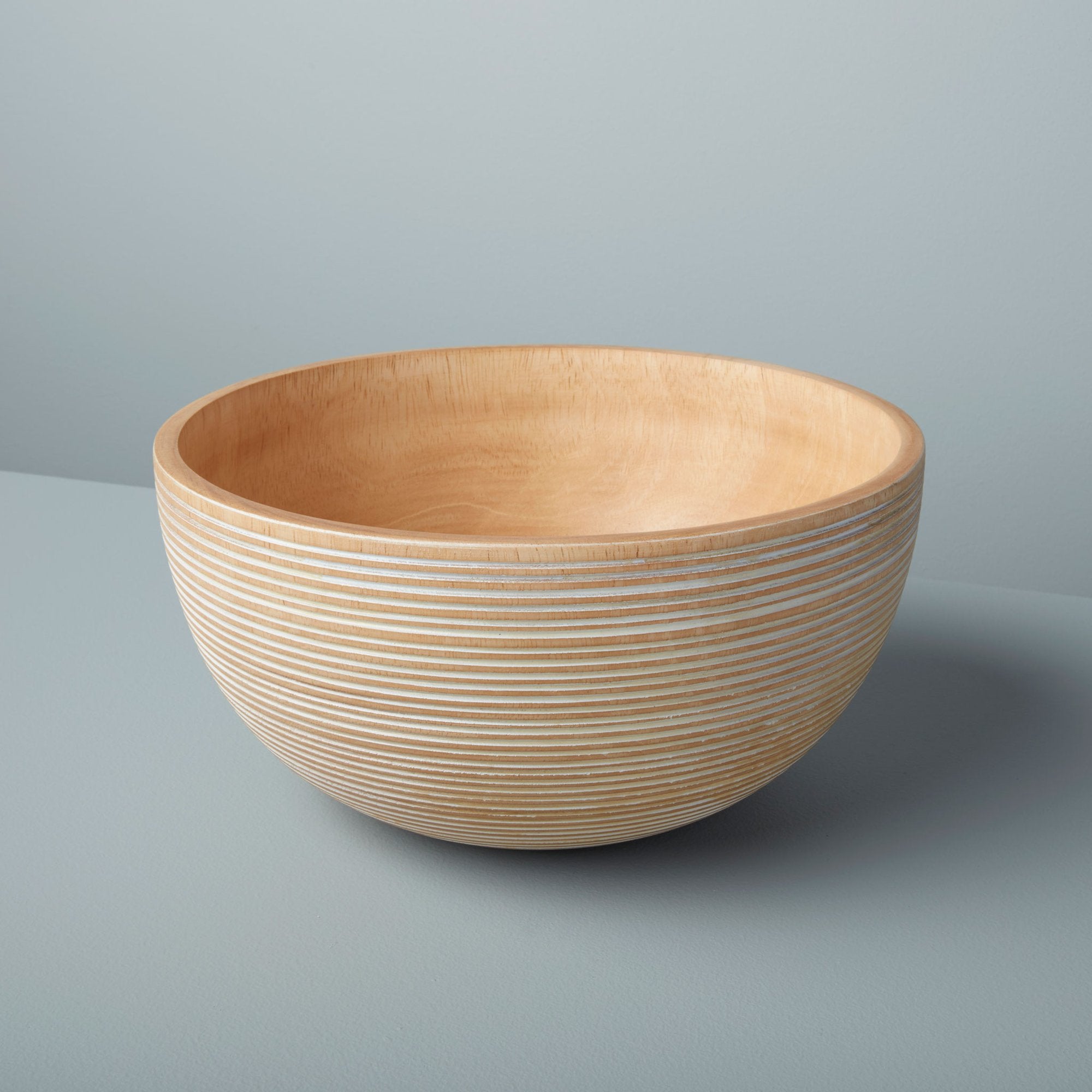 White Striped Mango Wood Bowl