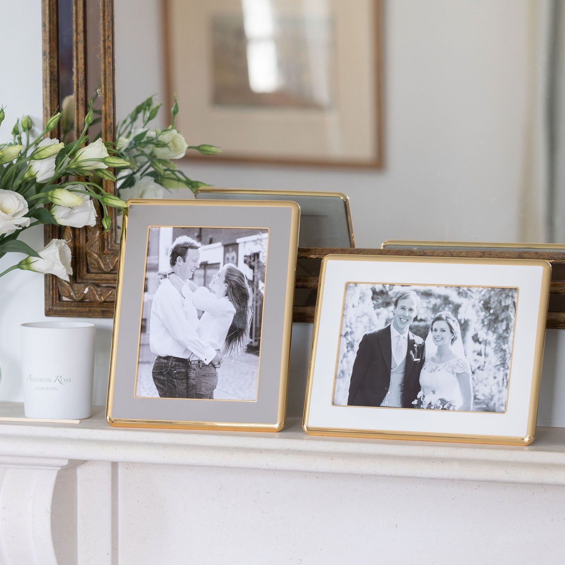 White Enamel & Gold Curve Frame