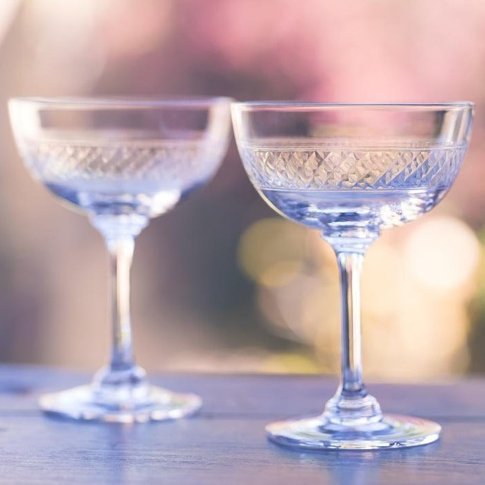 Champagne Saucers With Bands Design - Set of 6