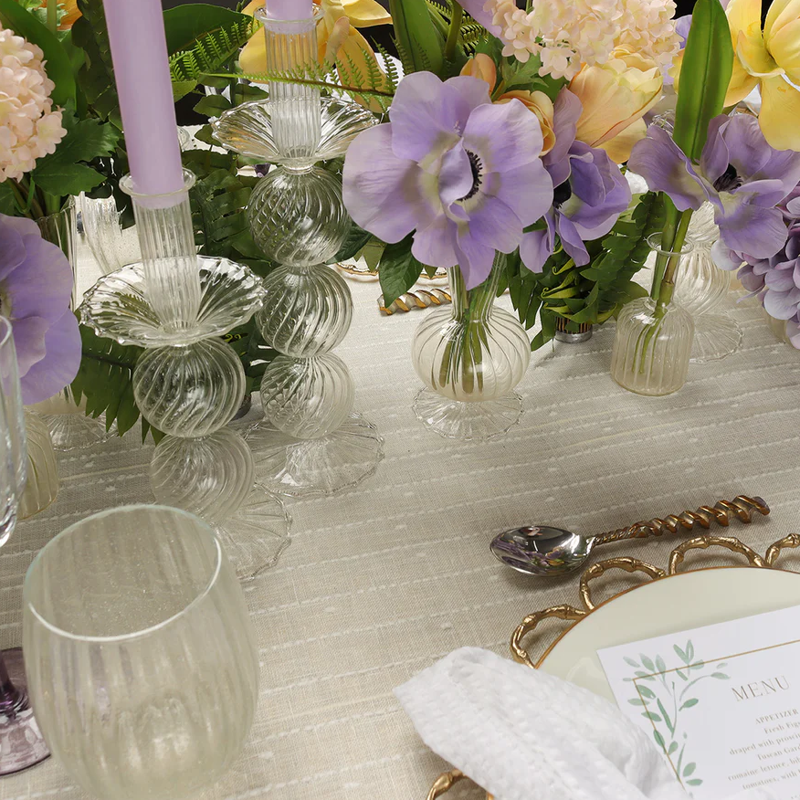 Iris Tall Candle Holder in Clear - Set of 2