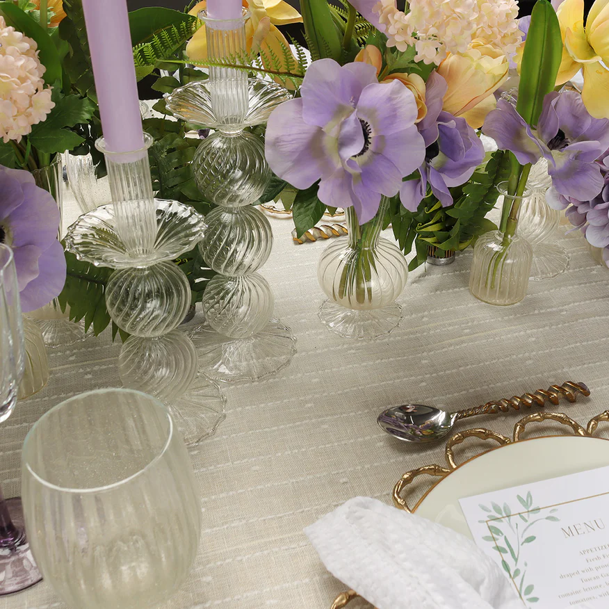 Bella Short Candle Holder in Clear - Set of 2