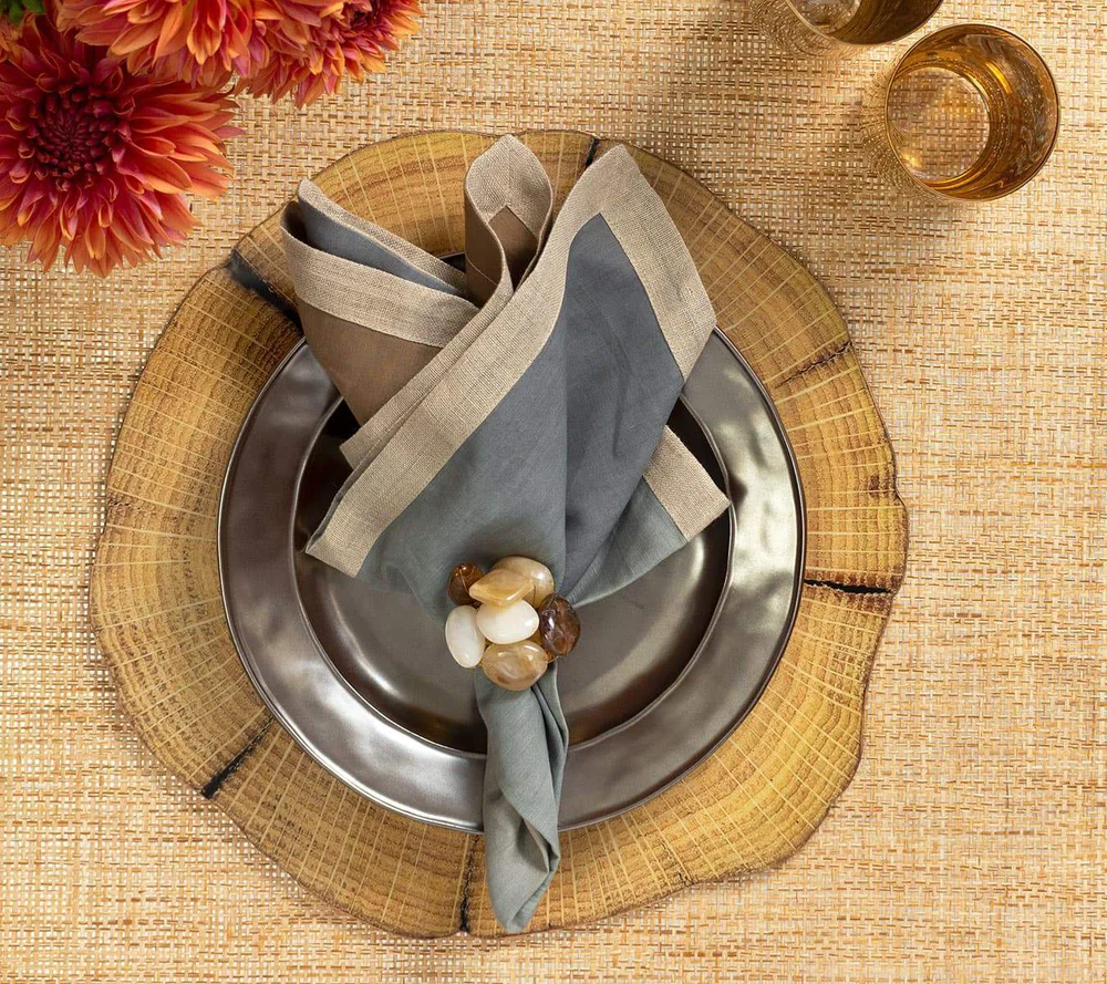 Dip Dye Napkin in Beige, Taupe & Gray - Set of 4