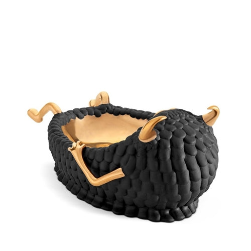 Haas Lazy Susan Catchall Tray - Black & Gold