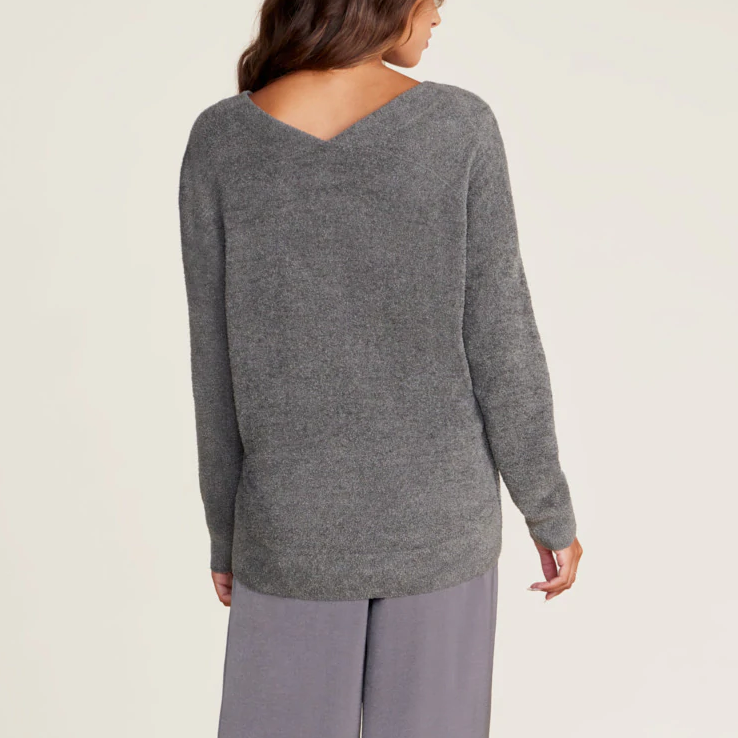 #color_Olive Branch | CozyChic Lite V-Neck Seamed Pullover