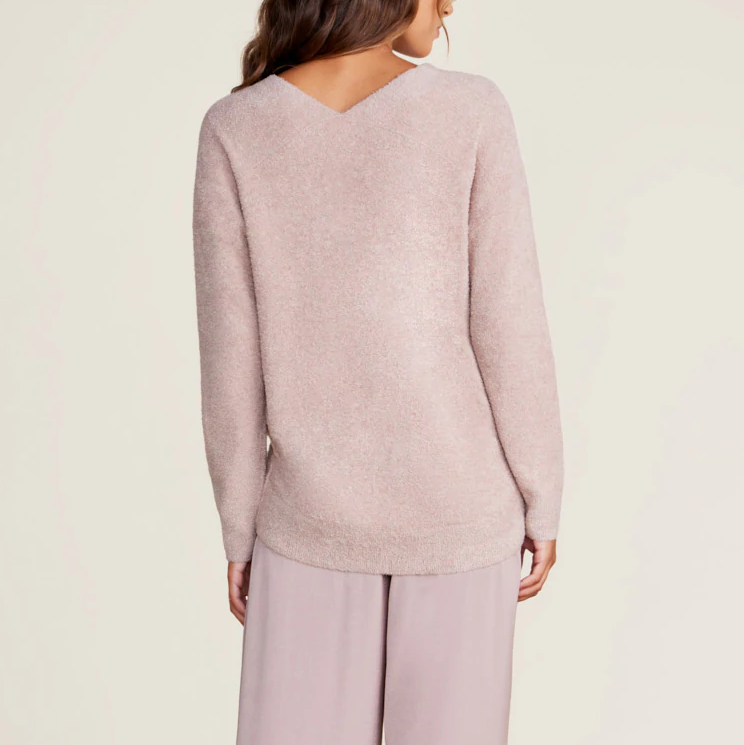 #color_Pink Clay | CozyChic Lite V-Neck Seamed Pullover