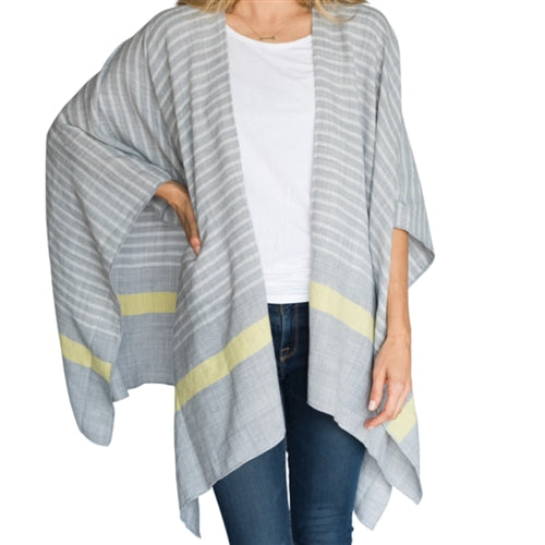 Thinny Traveler Wrap with Drawstring Bag Gray with Stripes