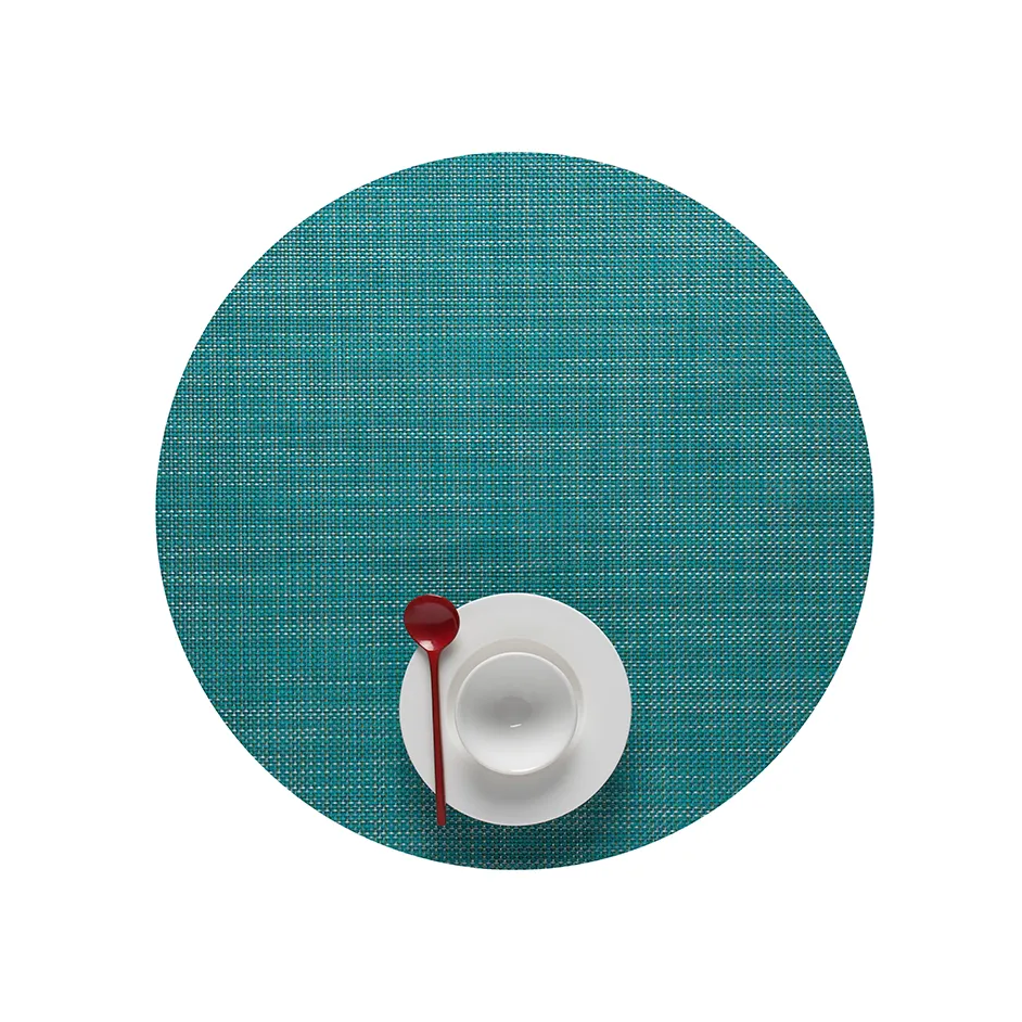 Chilewich Mini Basketweave Round Tablemat - Turquoise - Set of 4