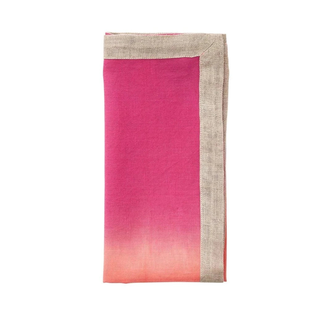 Dip Dye Napkin in Fuchsia and Orange - Set of 4