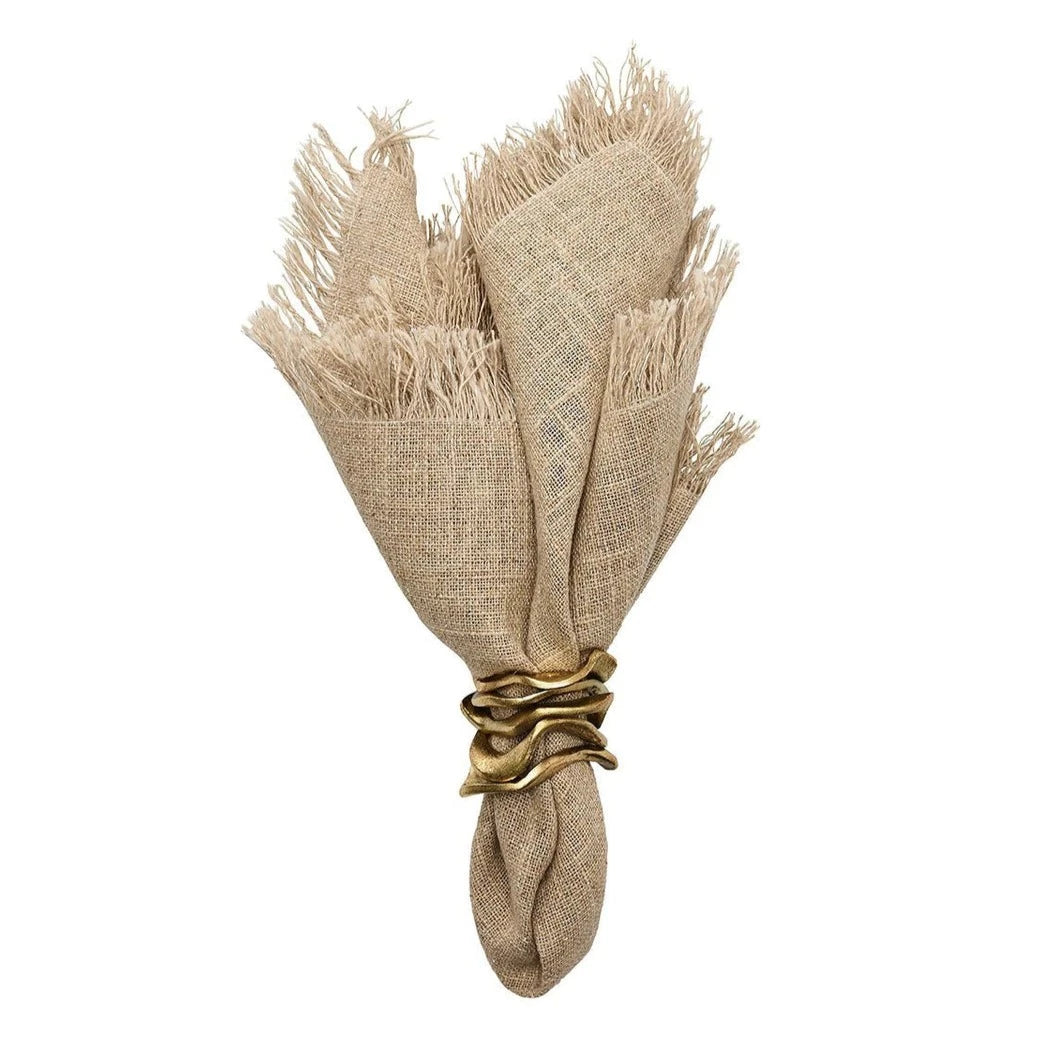 Fringe Napkin in Natural & Silver - Set of 4