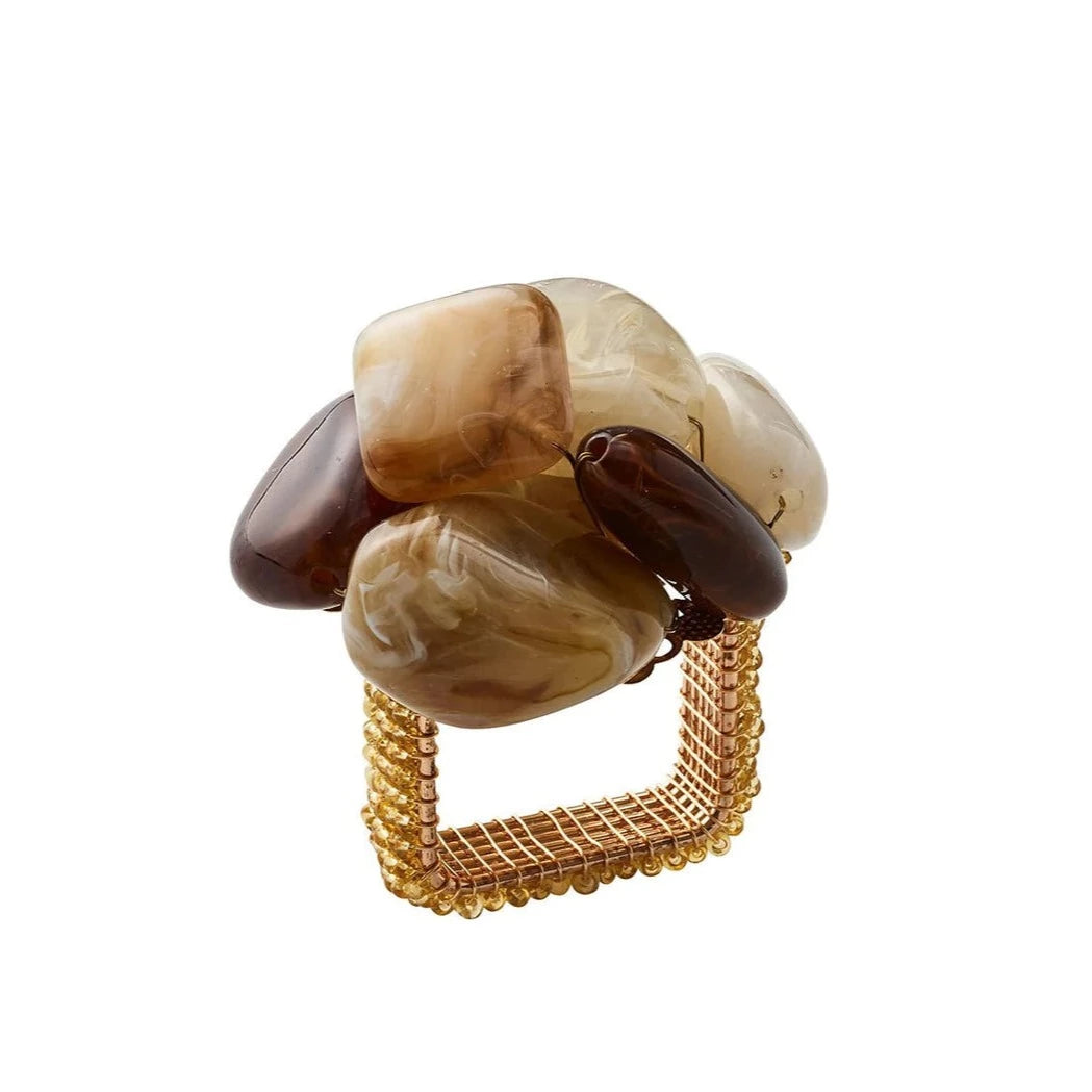 Sea Stone Napkin Ring in Beige - Set of 4